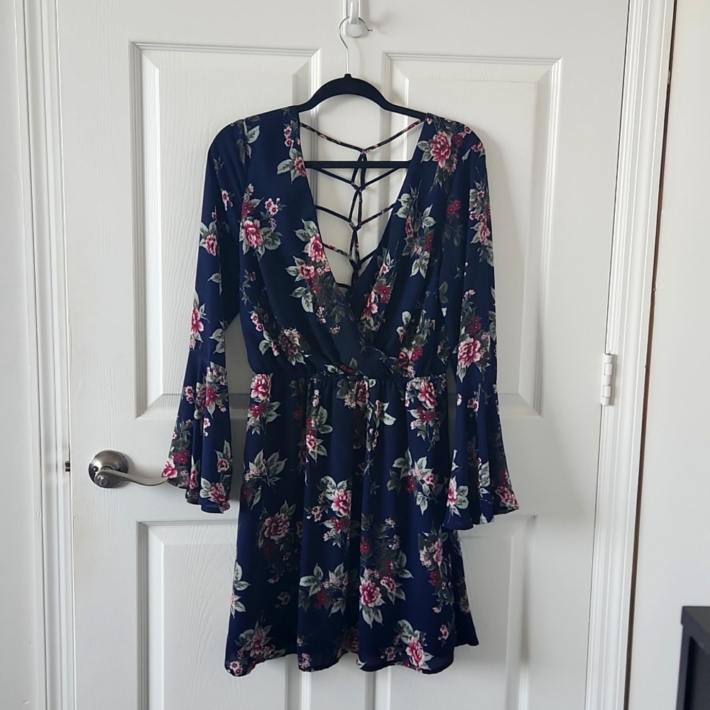 Charlotte Russe Navy Floral Dress Medium